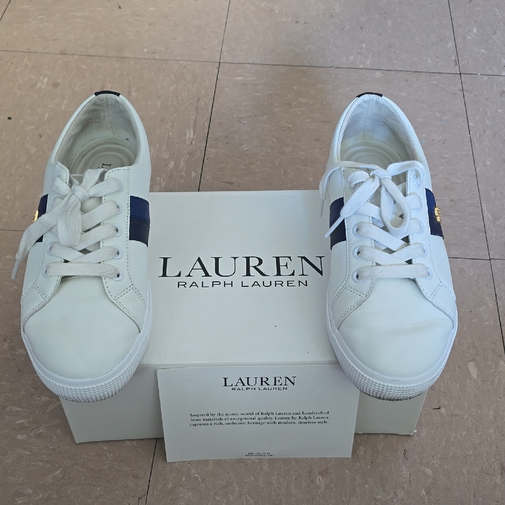 Lauren Ralph Lauren White and Navy Sneakers